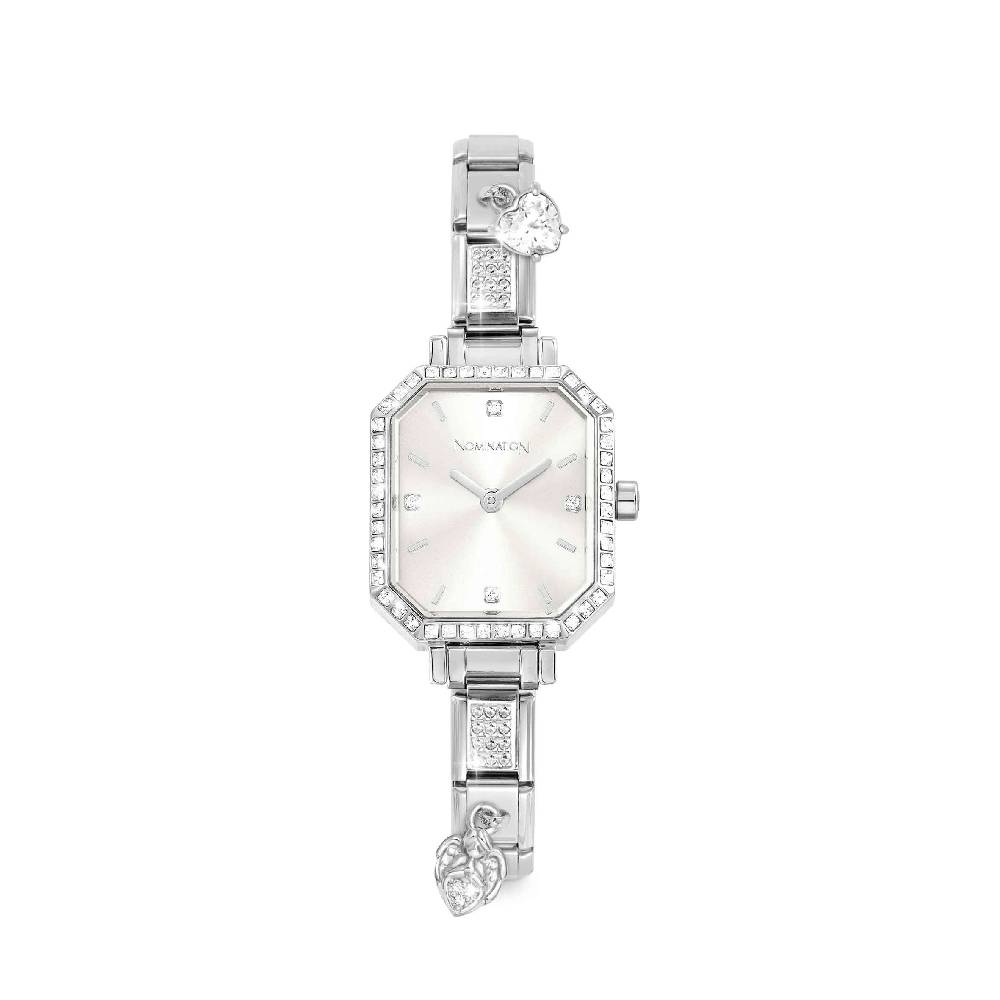 Nomination Orologio Time Quadrante Argento E Pietre Con 4 Link Decorati Sul Cinturino