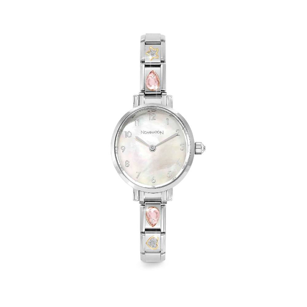 Nomination Orologio Time Quadrante Ovale Madreperla e 4 Link decorati sul Cinturino