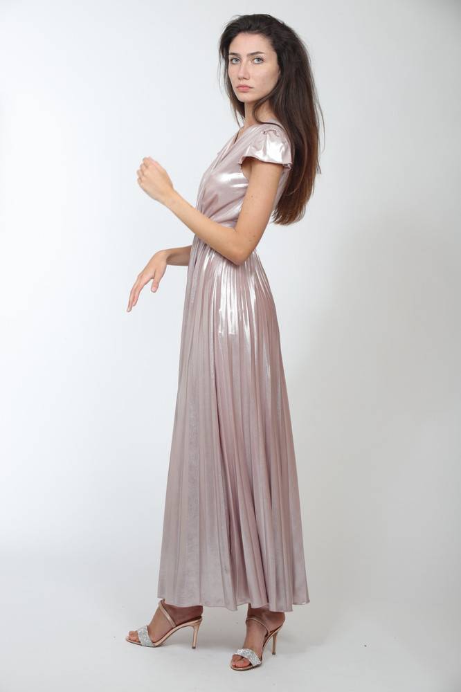 Nora Barth Abito Lungo Con Finitura Metallizzata