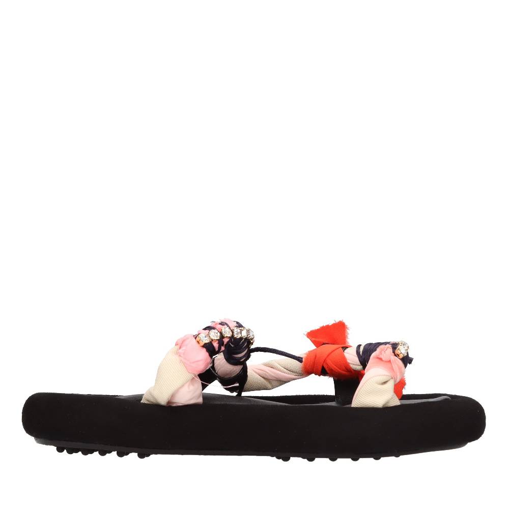 13 09 SR Mules In Pelle E Tessuto