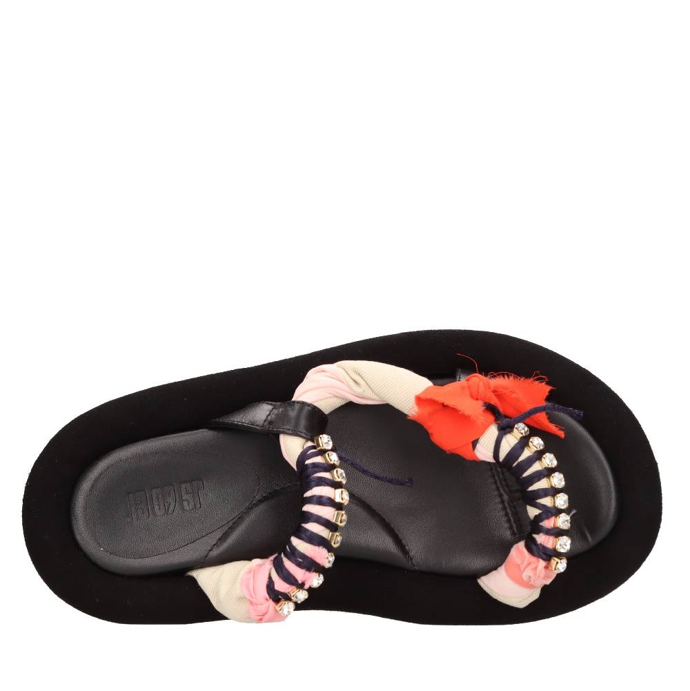 13 09 SR Mules In Pelle E Tessuto