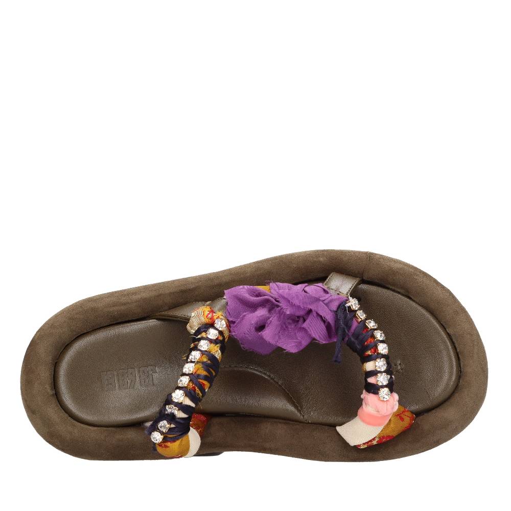 13 09 SR Mules In Pelle E Tessuto