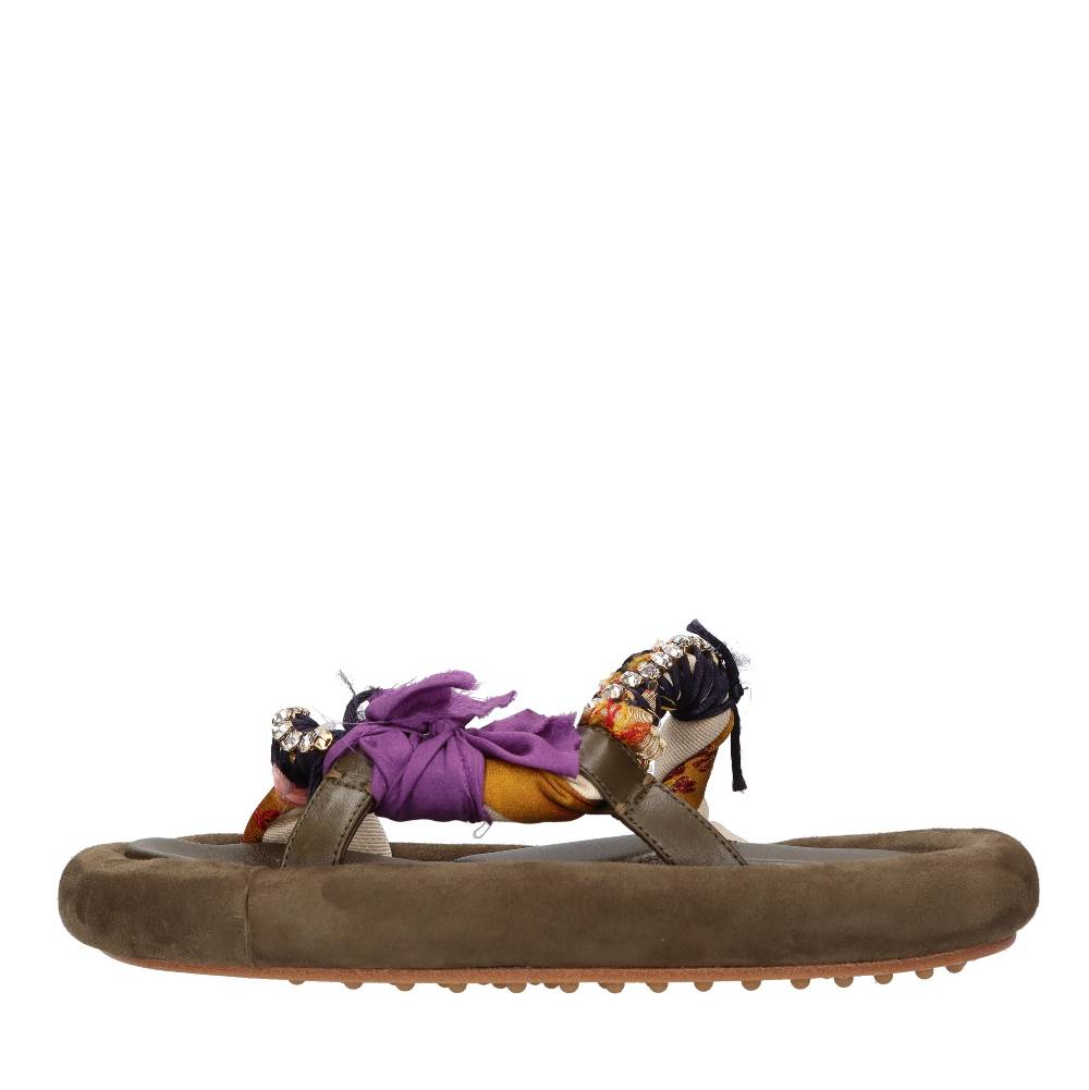 13 09 SR Mules in pelle e tessuto