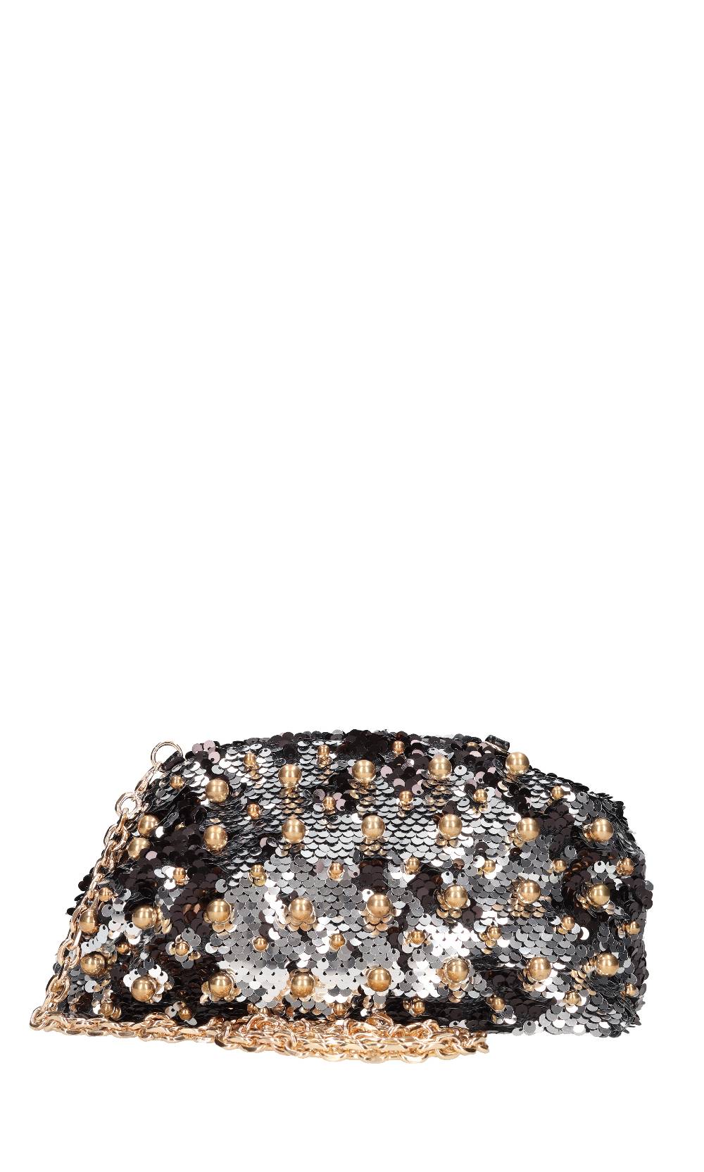 LA CARRIE Borsa in paillettes e applicazioni in metallo