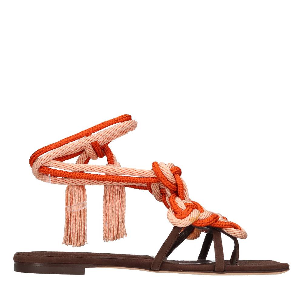 C LOVE Sandali Flat In Camoscio E Tessuto