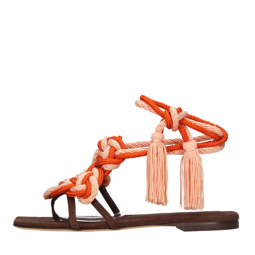 C LOVE Sandali flat in camoscio e tessuto