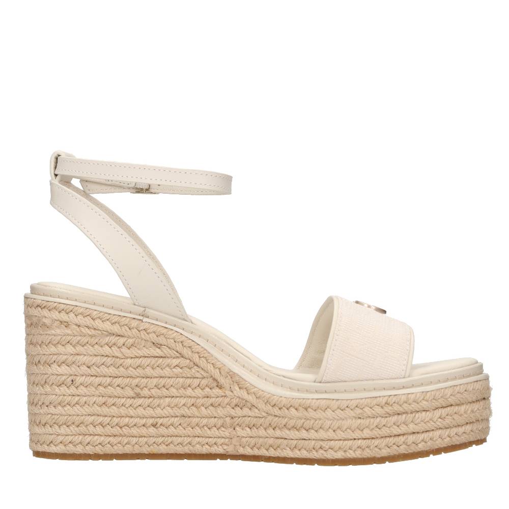 CALVIN KLEIN Sandali Con Zeppa In Pelle E Tessuto