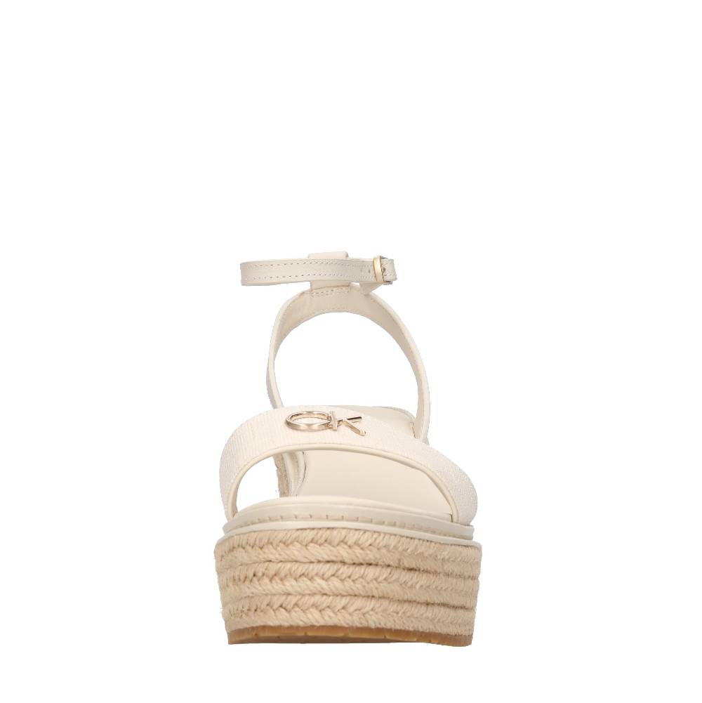 CALVIN KLEIN Sandali Con Zeppa In Pelle E Tessuto