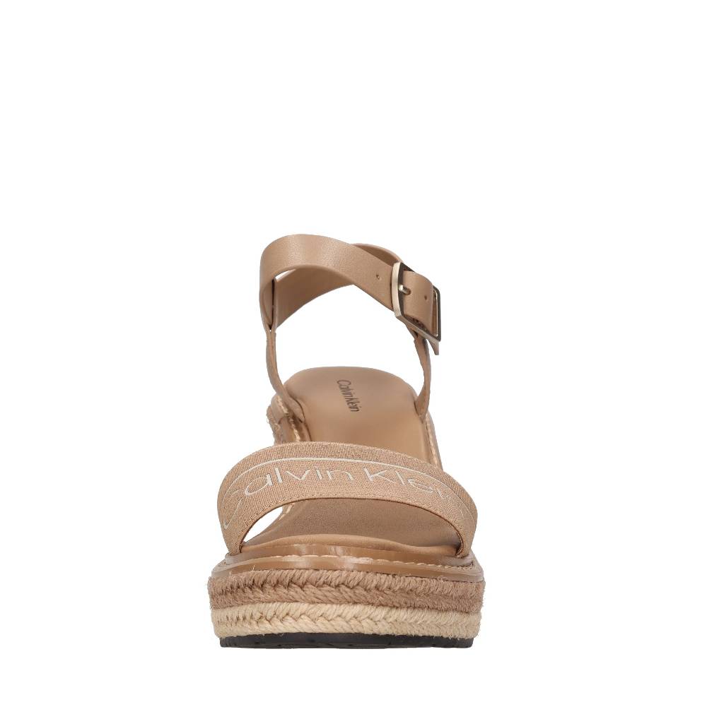 CALVIN KLEIN Sandali Con Zeppa In Pelle E Tessuto