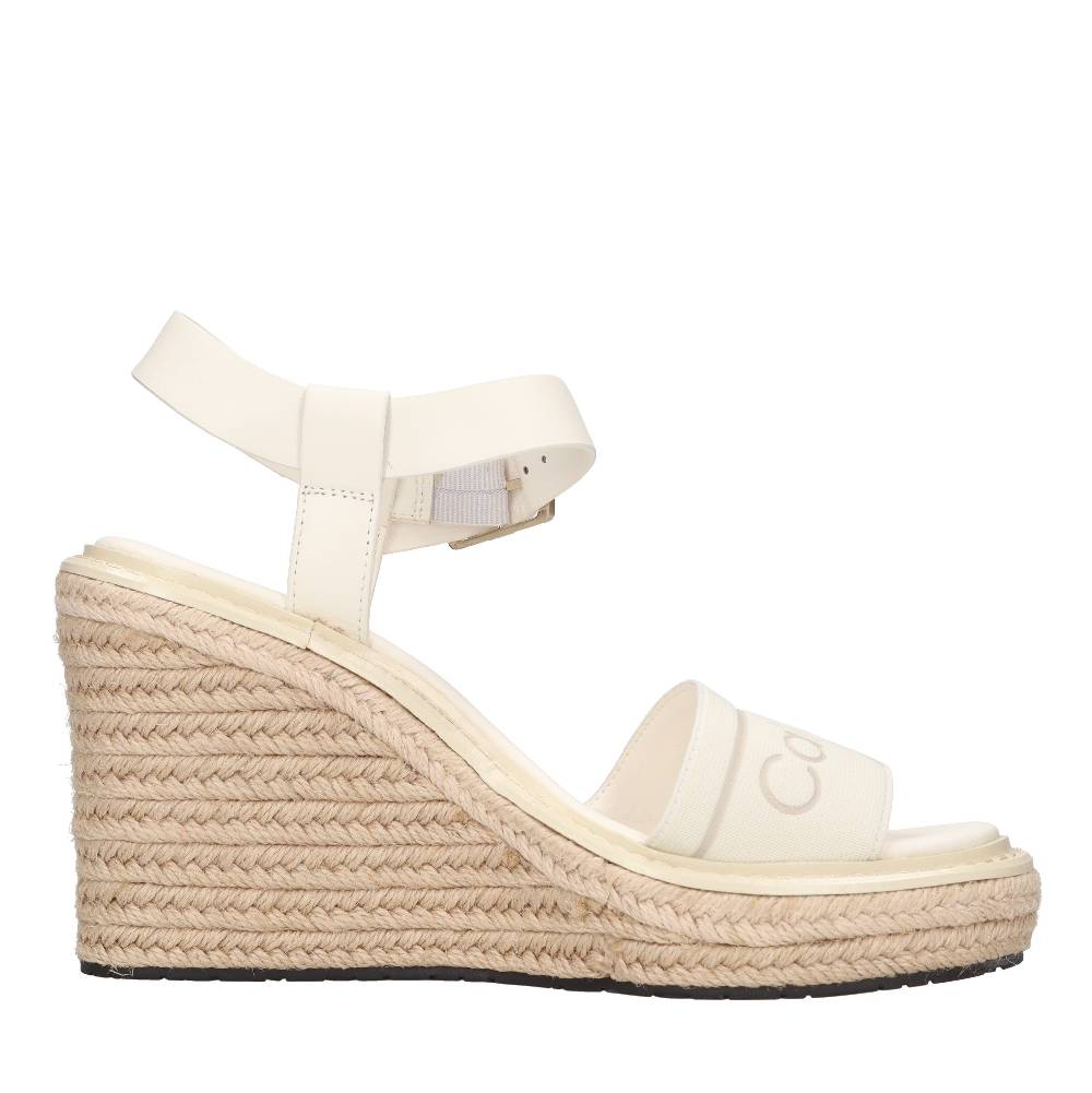 CALVIN KLEIN Sandali Con Zeppa In Pelle E Tessuto