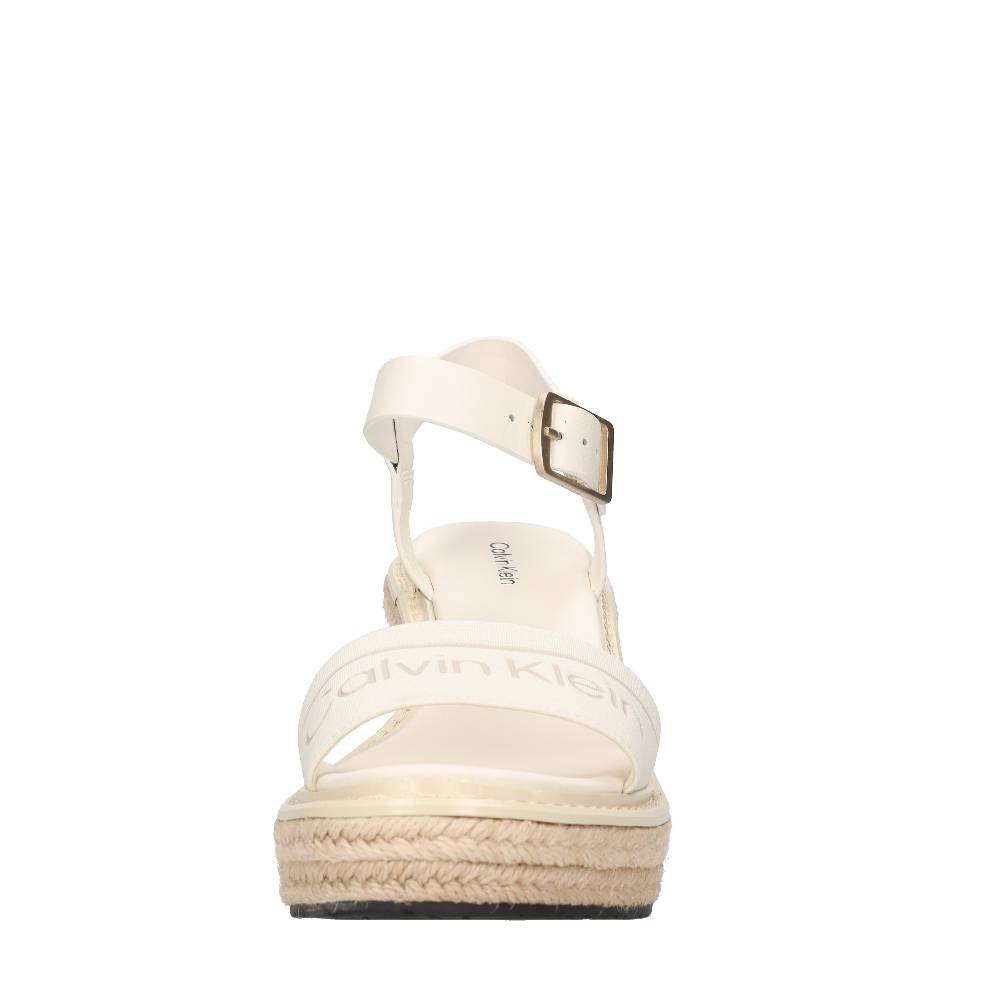 CALVIN KLEIN Sandali Con Zeppa In Pelle E Tessuto