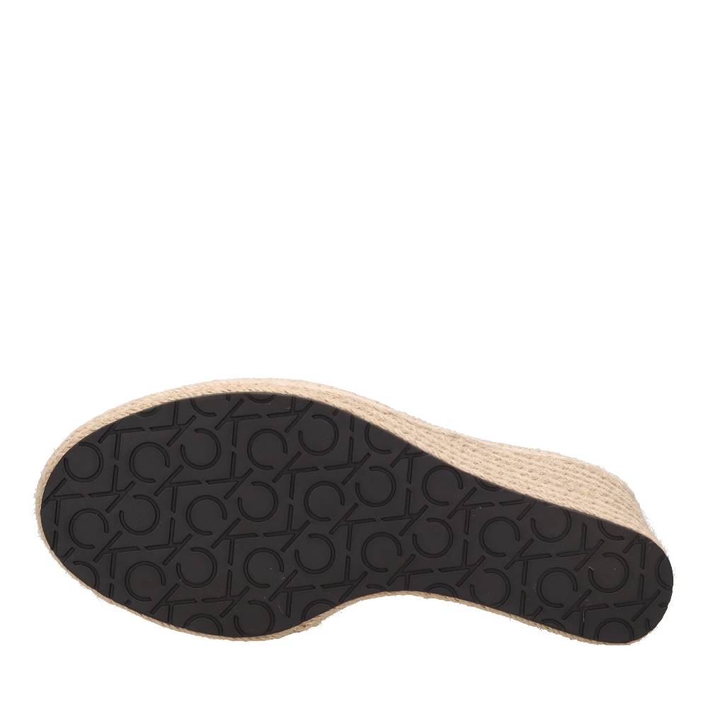 CALVIN KLEIN Sandali Con Zeppa In Pelle E Tessuto