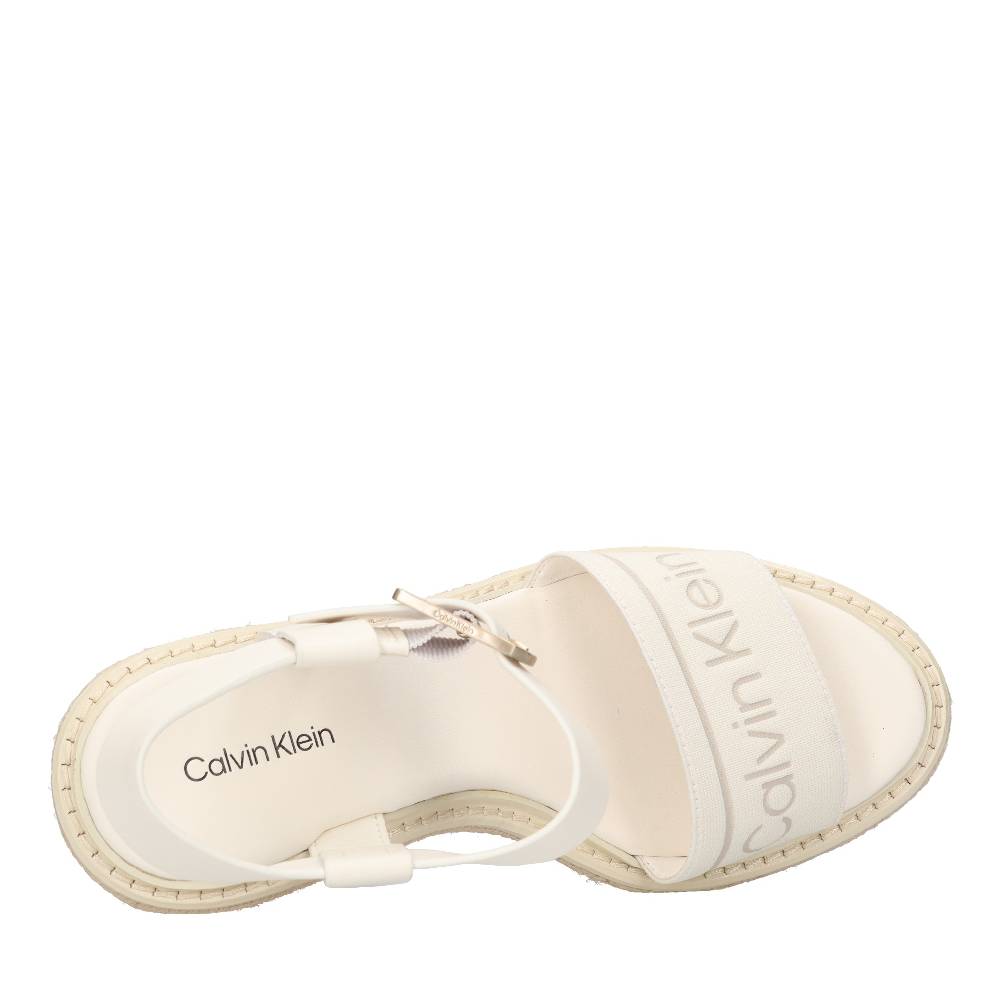 CALVIN KLEIN Sandali Con Zeppa In Pelle E Tessuto