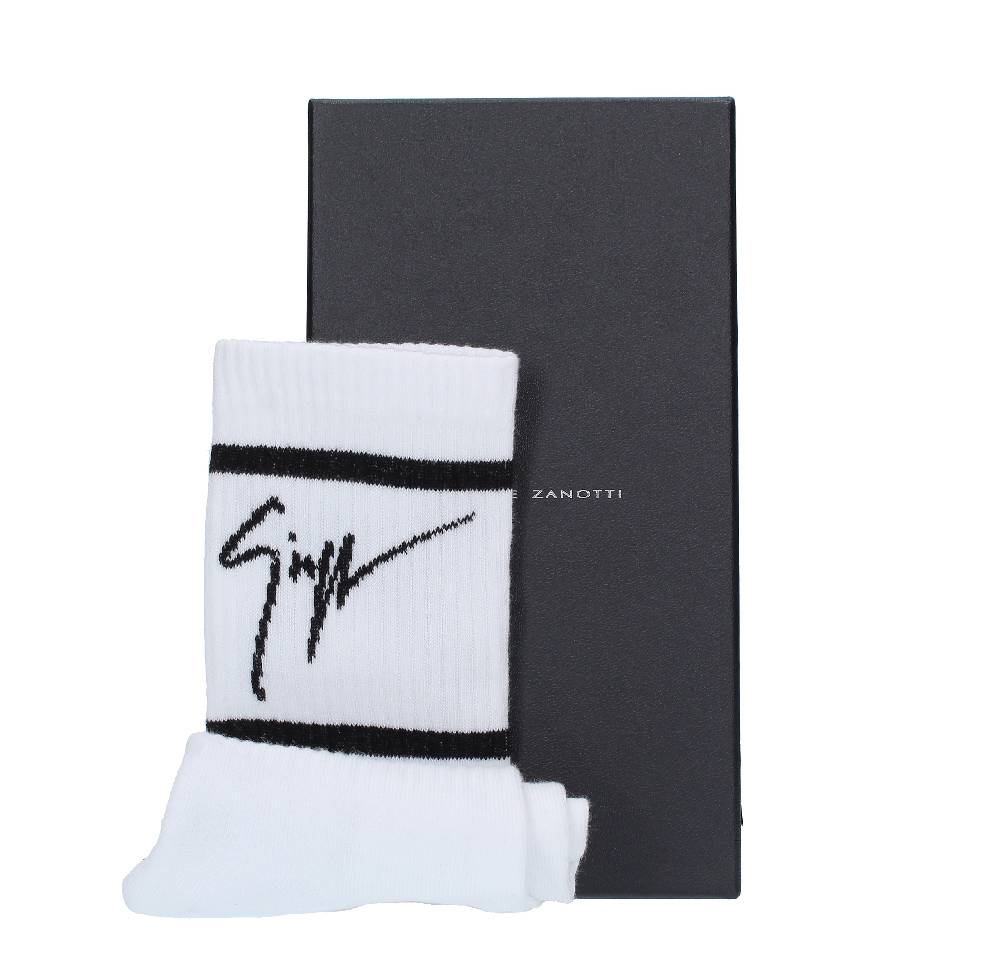 GIUSEPPE ZANOTTI Calzini In Tessuto Misto Cotone Bianco