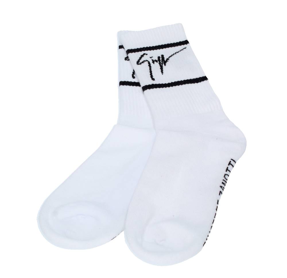 GIUSEPPE ZANOTTI Calzini in tessuto misto cotone bianco