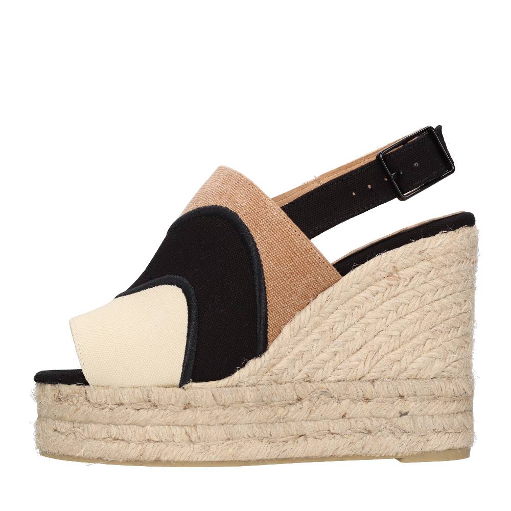 CASTANER Sandali con zeppa in tessuto e corda