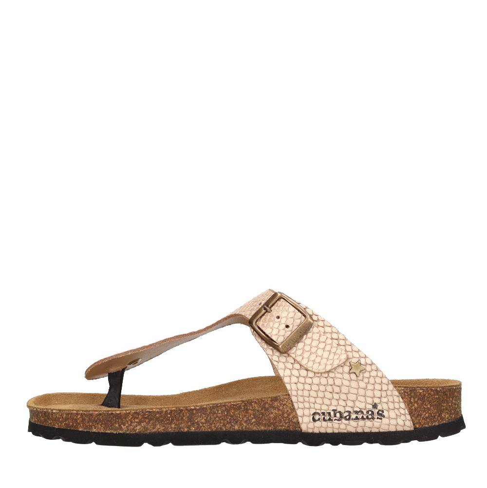 CUBANAS Mules infradito in pelle martellata