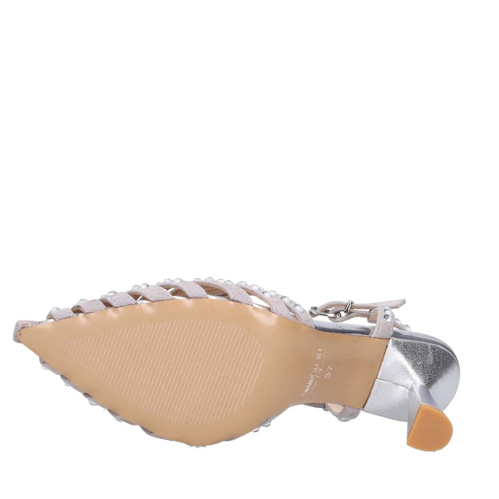 EMANUELLE VEE Décolleté Slingback In Pelle E Strass