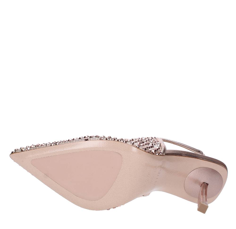 LE SILLA Décolleté Slingback In Pelle Laminata Nylon E Cristalli
