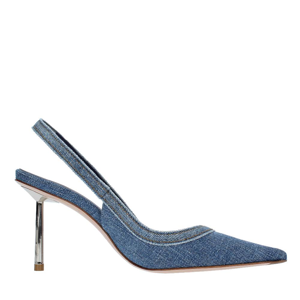 LE SILLA Décolleté Slingback Modello BELLA In Tessuto Demin