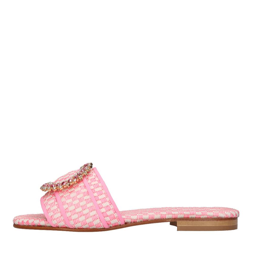 EMANUELA CARUSO Mules in rafia e tessuto