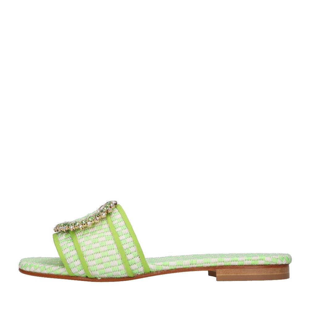 EMANUELA CARUSO Mules in rafia e tessuto