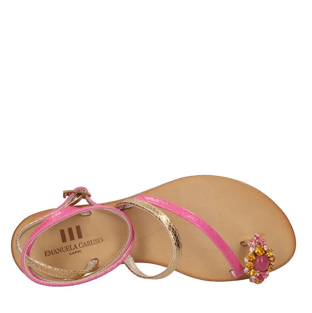 EMANUELA CARUSO Sandali Flat Infradito In Pelle