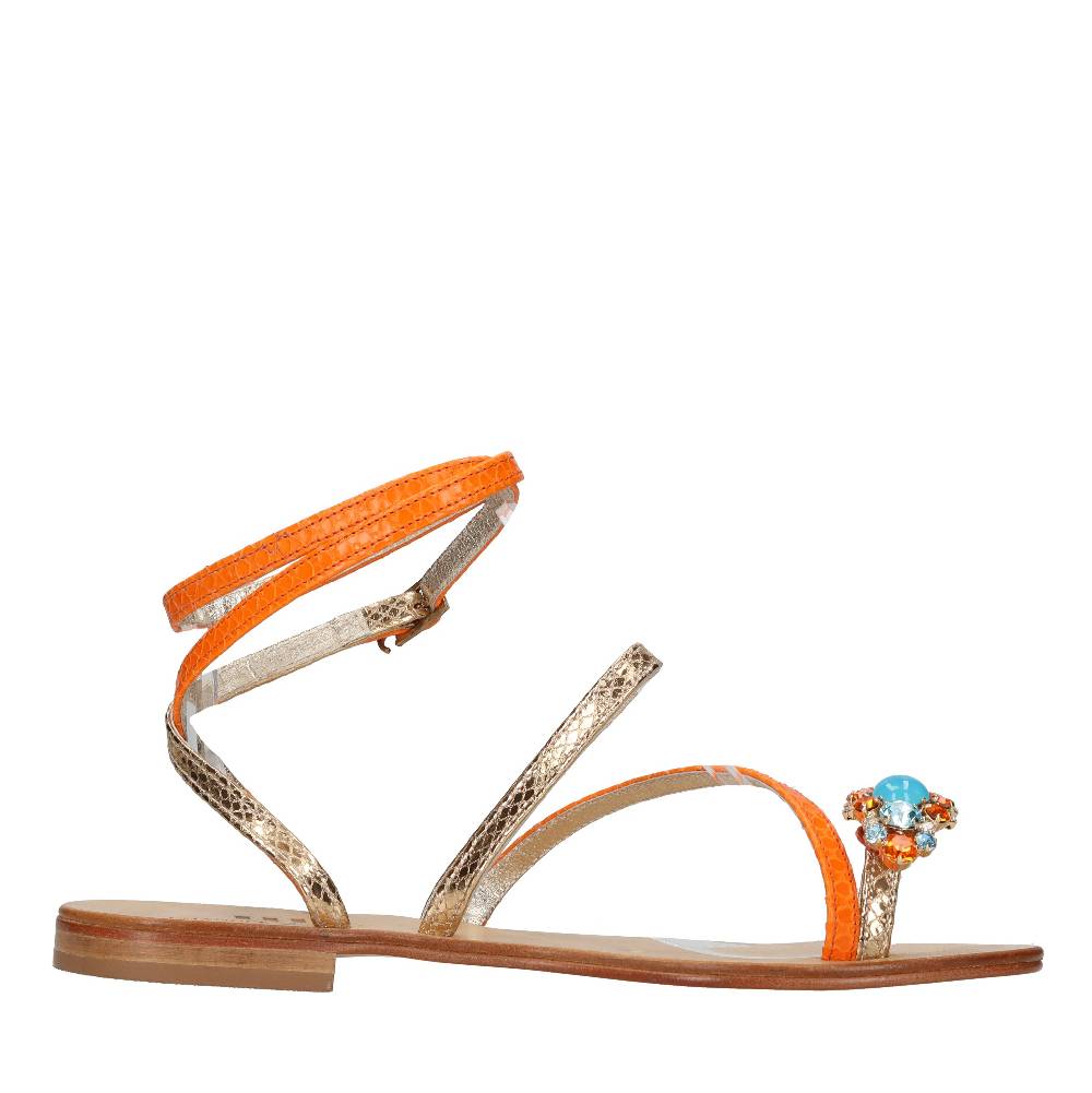 EMANUELA CARUSO Sandali Flat Infradito In Pelle