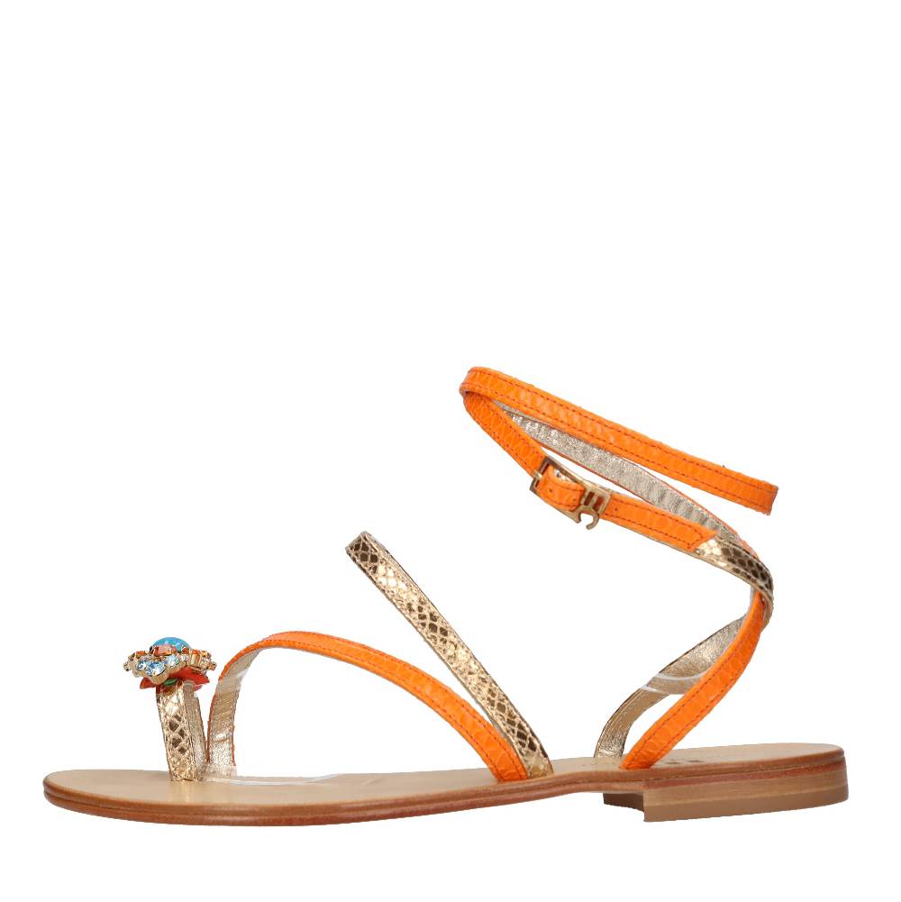 EMANUELA CARUSO Sandali flat infradito in pelle