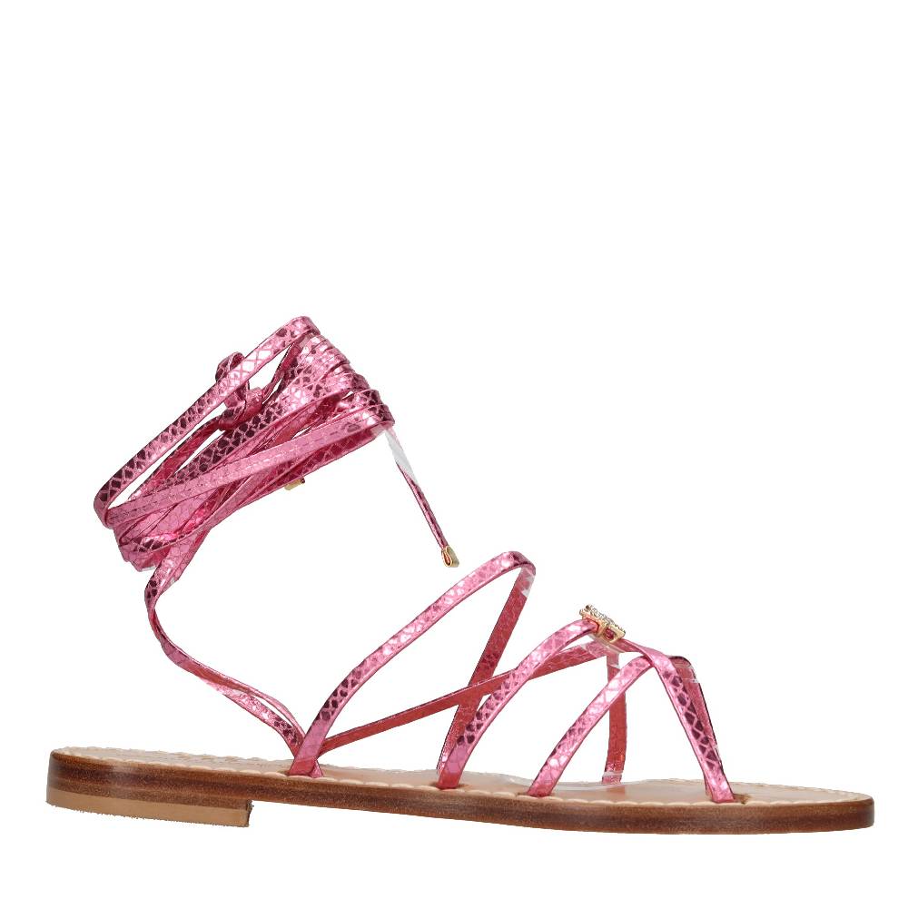 EMANUELA CARUSO Sandali Flat Infradito In Pelle