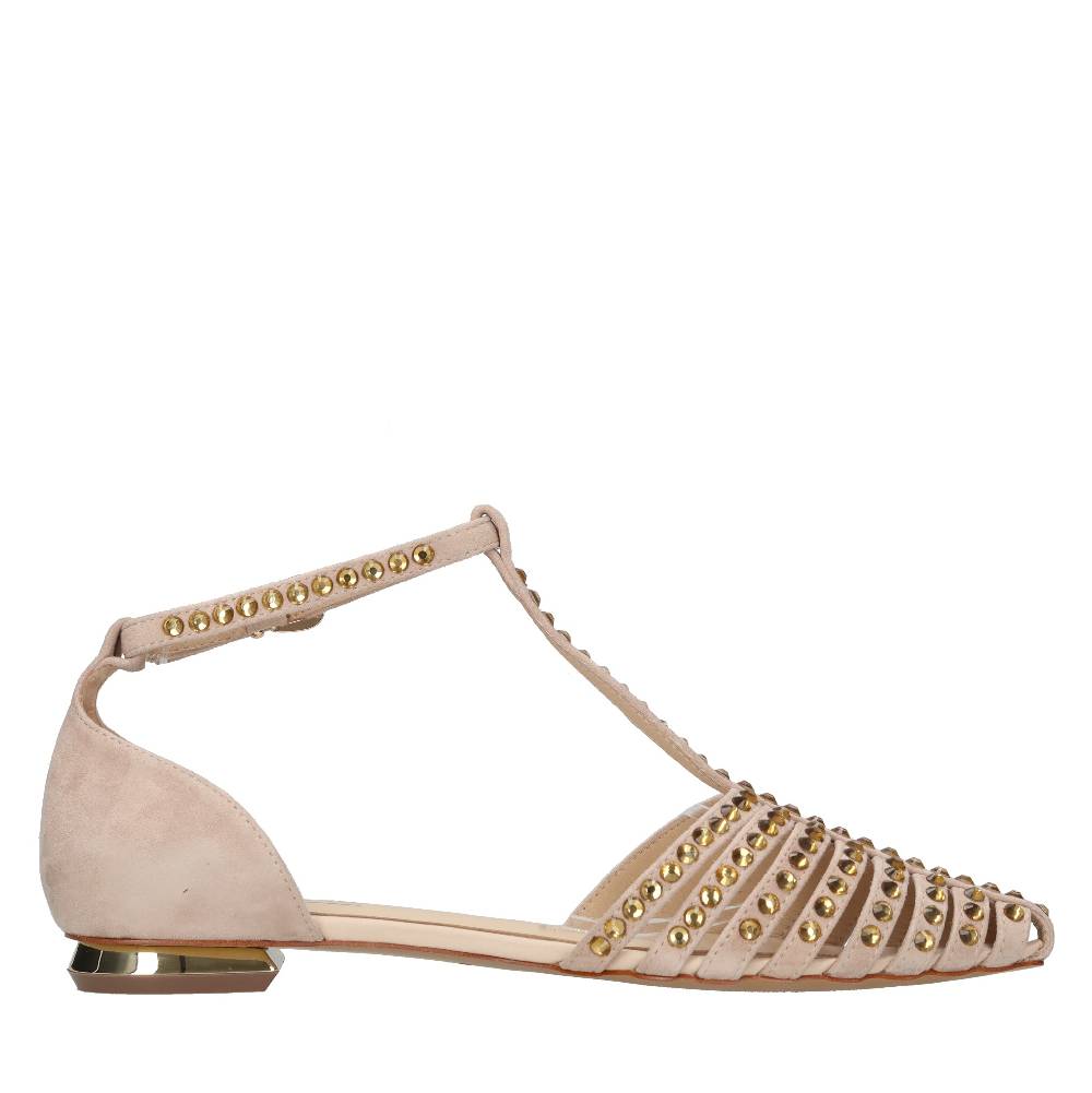 EMANUELLE VEE Ballerine In Camoscio E Applicazioni