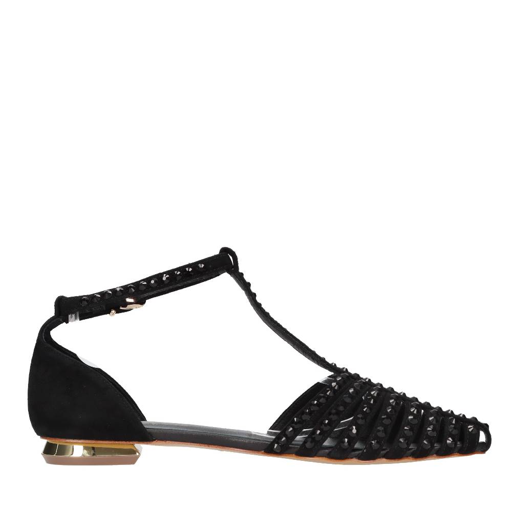 EMANUELLE VEE Ballerine In Camoscio E Applicazioni