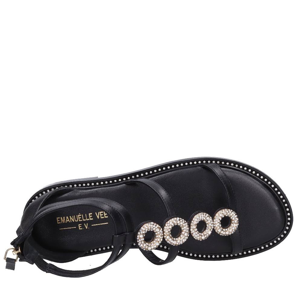 EMANUELLE VEE Sandali In Pelle E Strass