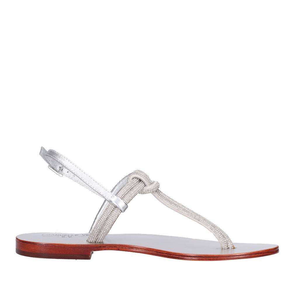 EMANUELLE VEE Sandali Infradito In Pelle E Strass