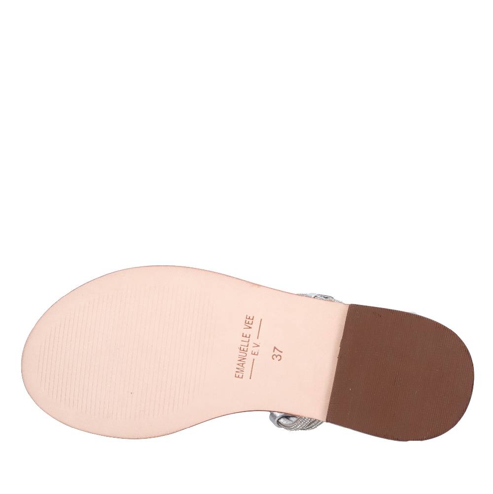 EMANUELLE VEE Sandali Infradito In Pelle E Strass