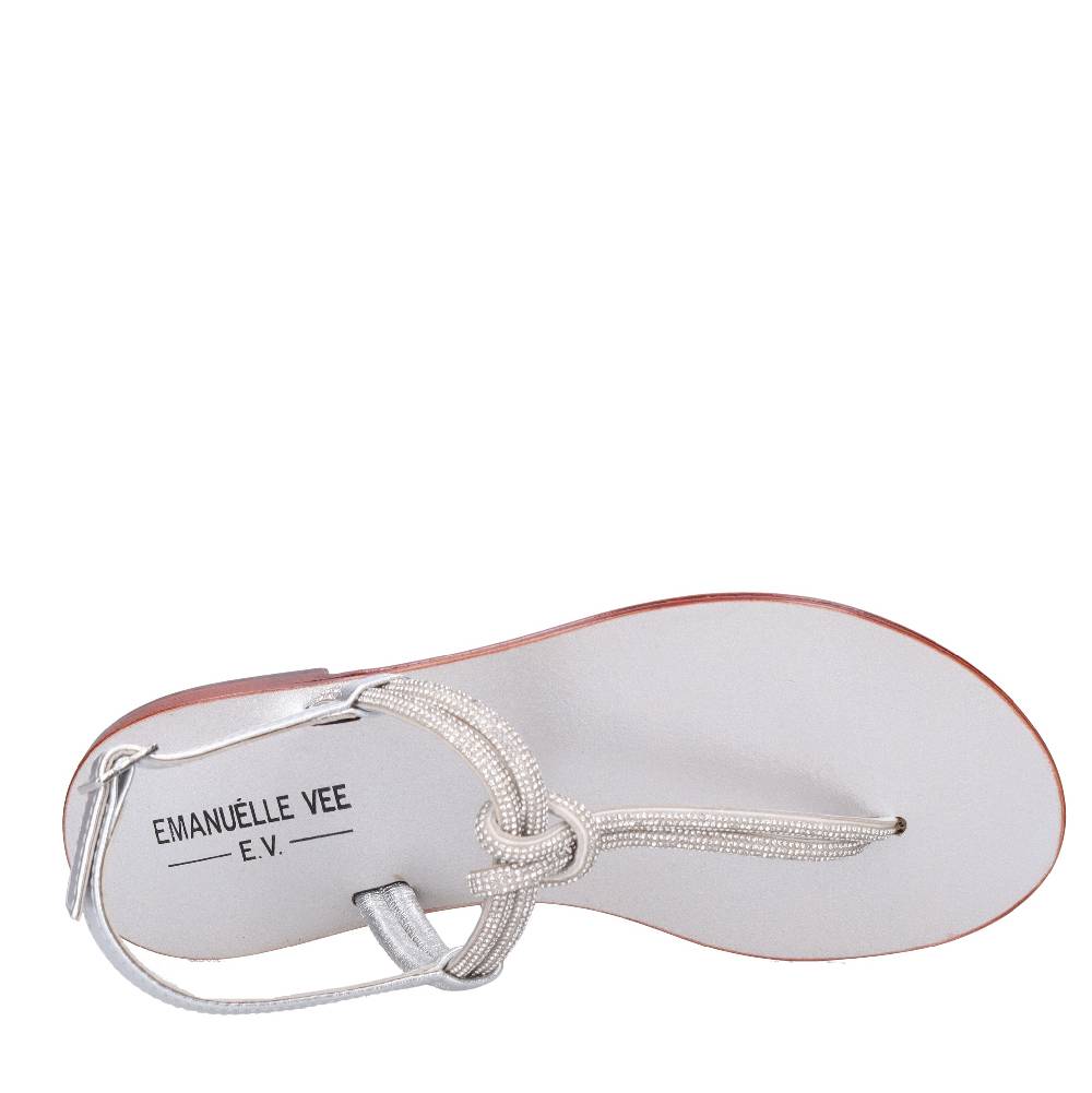 EMANUELLE VEE Sandali Infradito In Pelle E Strass