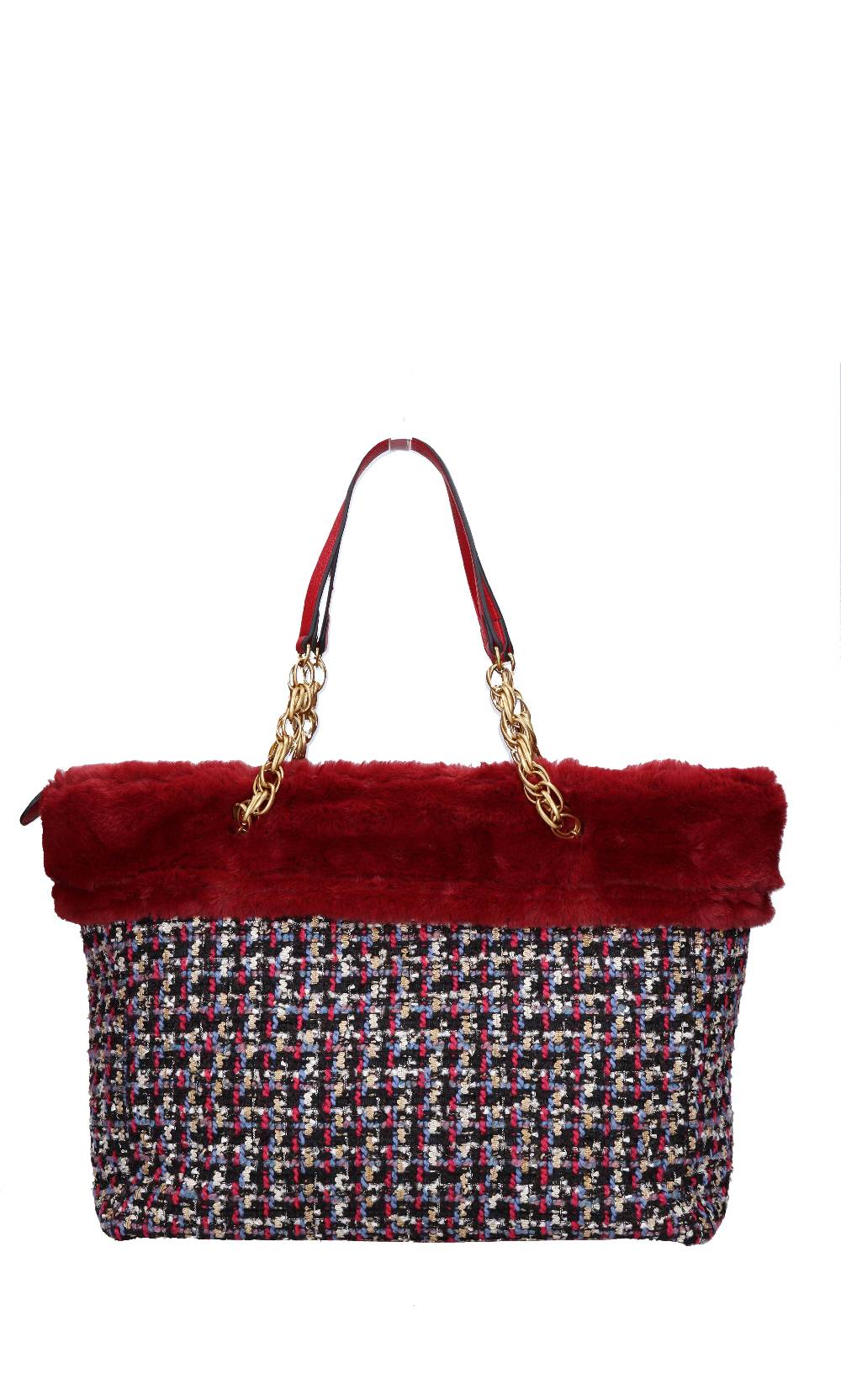 EMANUELLE VEE Shopper In Tessuto Ed Ecopelliccia