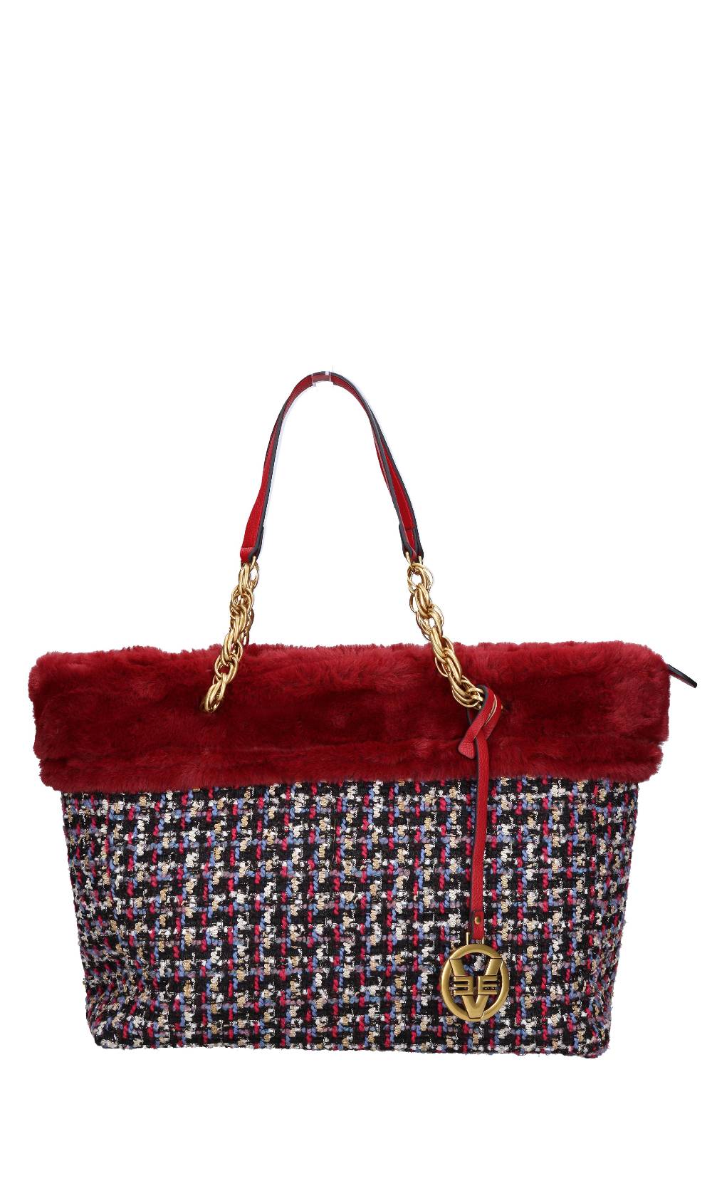 EMANUELLE VEE Shopper in tessuto ed ecopelliccia