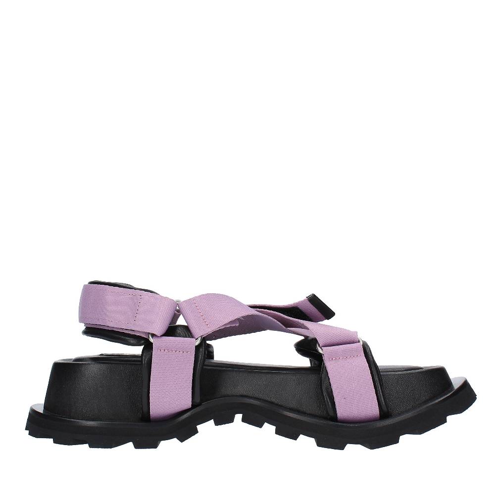 JIL SANDER Sandali Flat In Tessuto E Pelle