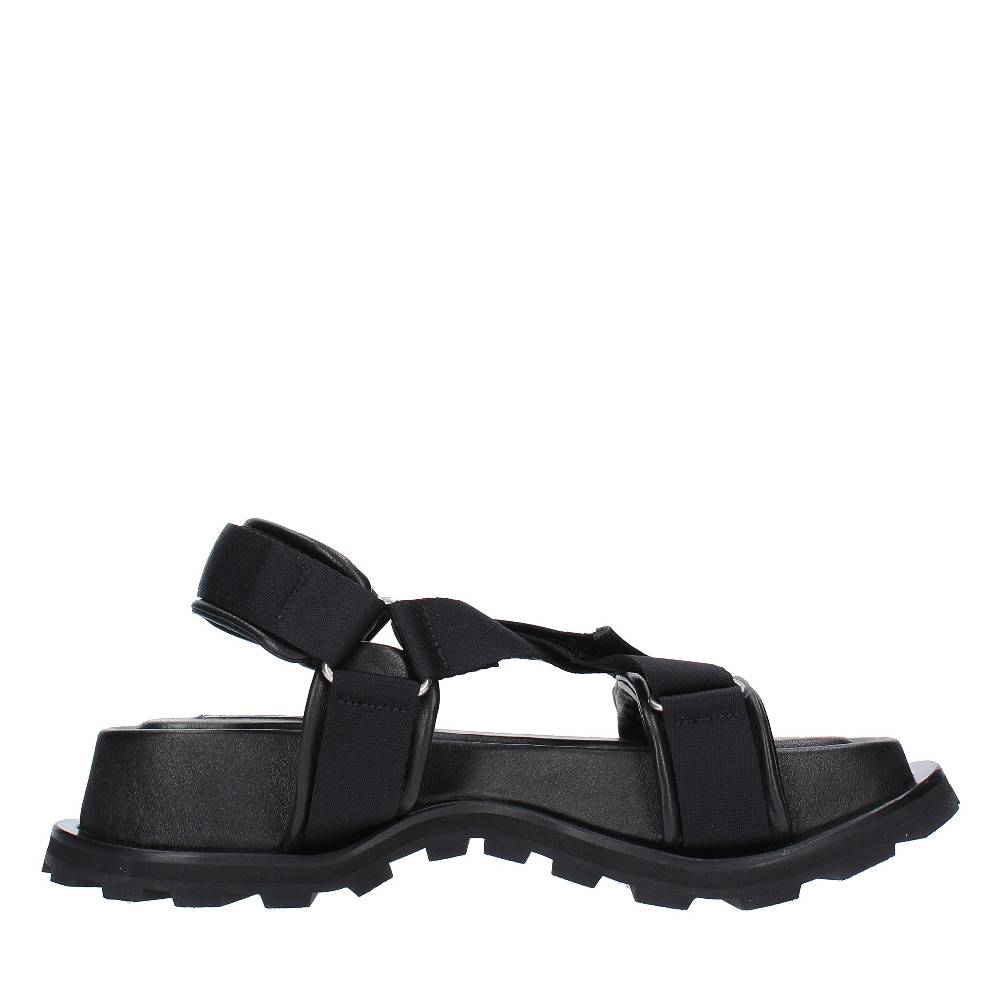 JIL SANDER Sandali Flat In Tessuto E Pelle