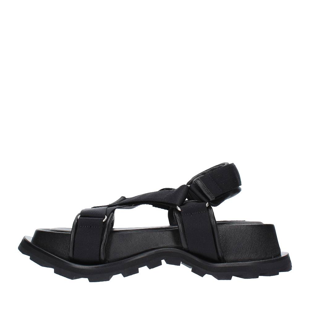 JIL SANDER Sandali flat in tessuto e pelle