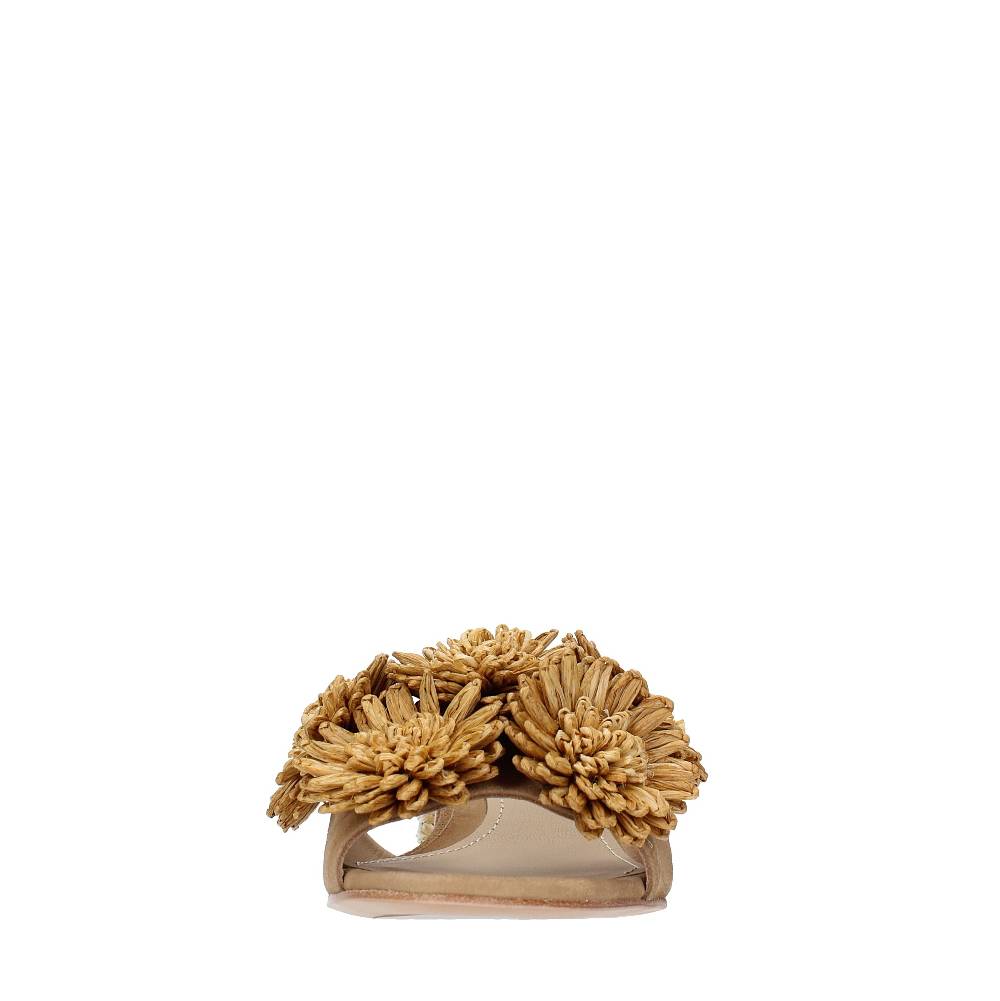 PALOMA BARCELO Mules Modello FIORE In Pelle E Rafia