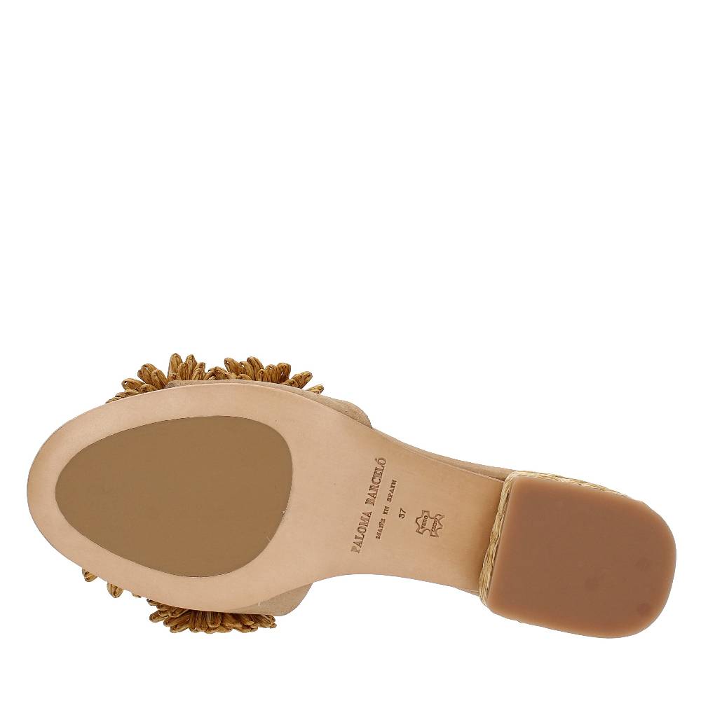 PALOMA BARCELO Mules Modello FIORE In Pelle E Rafia