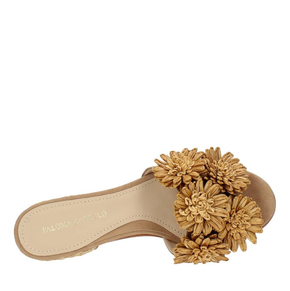 PALOMA BARCELO Mules Modello FIORE In Pelle E Rafia
