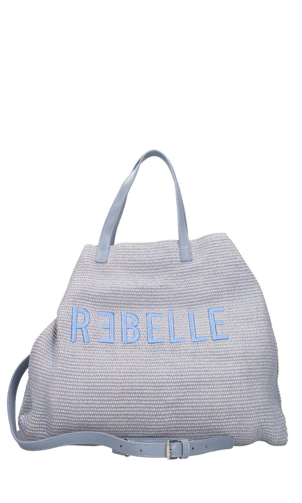 REBELLE Borsa in rafia e pelle