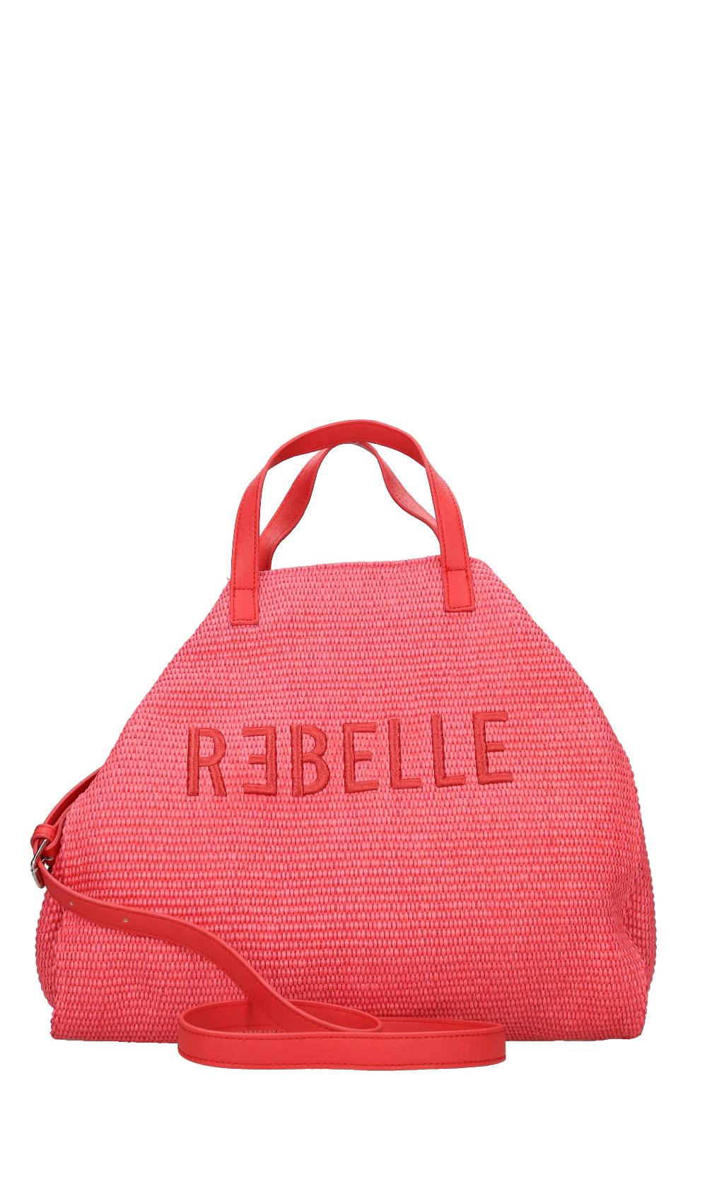 REBELLE Borsa in rafia e pelle