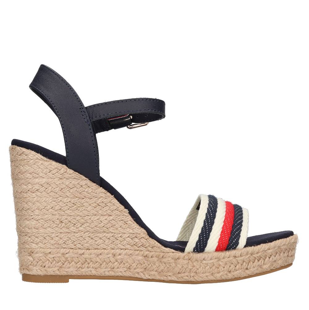 TOMMY HILFIGER Sandali Con Zeppa In Pelle E Tessuto