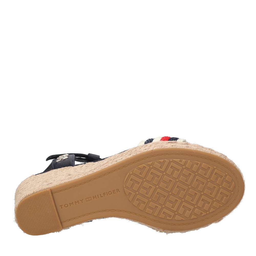 TOMMY HILFIGER Sandali Con Zeppa In Pelle E Tessuto
