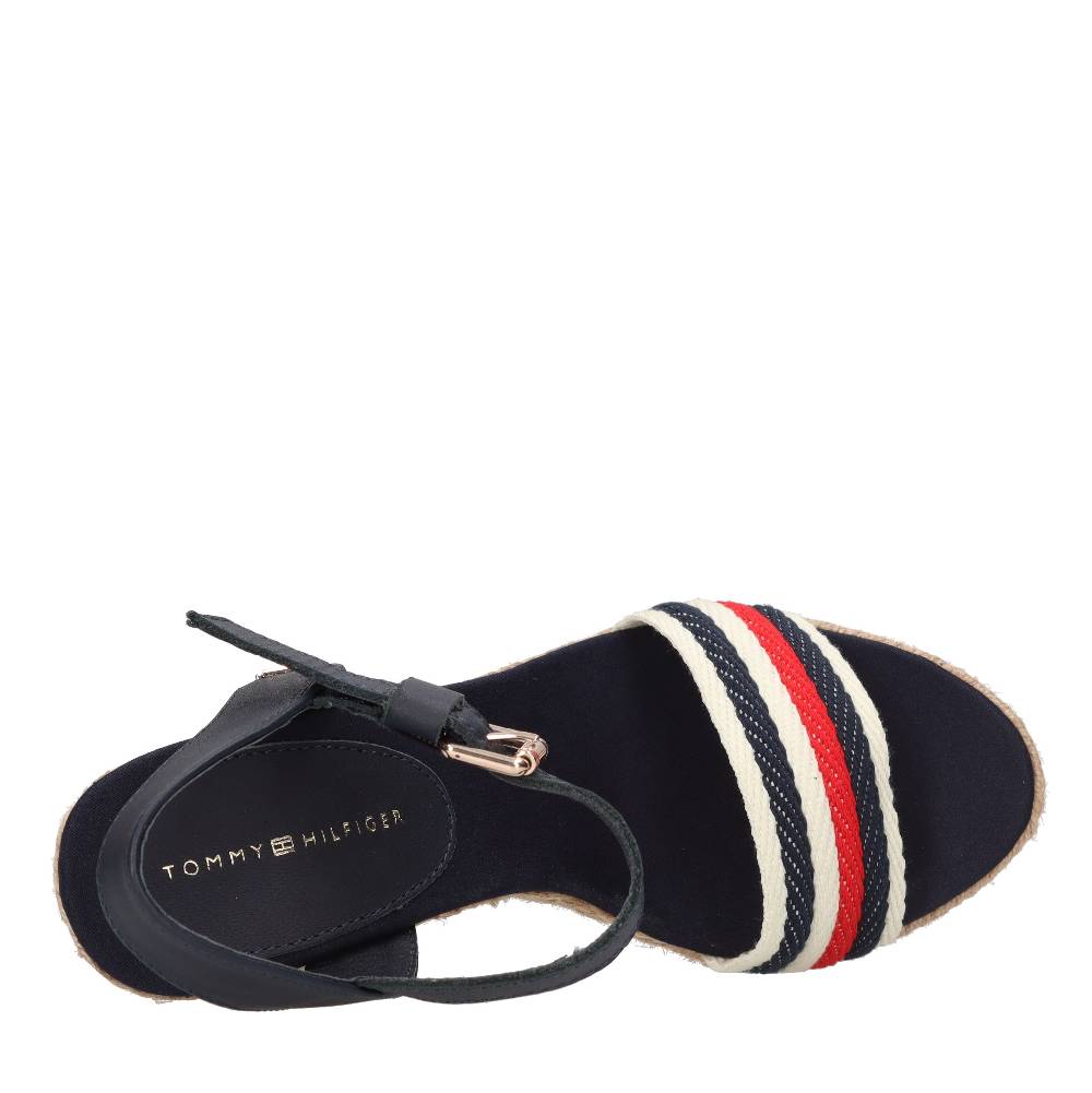 TOMMY HILFIGER Sandali Con Zeppa In Pelle E Tessuto