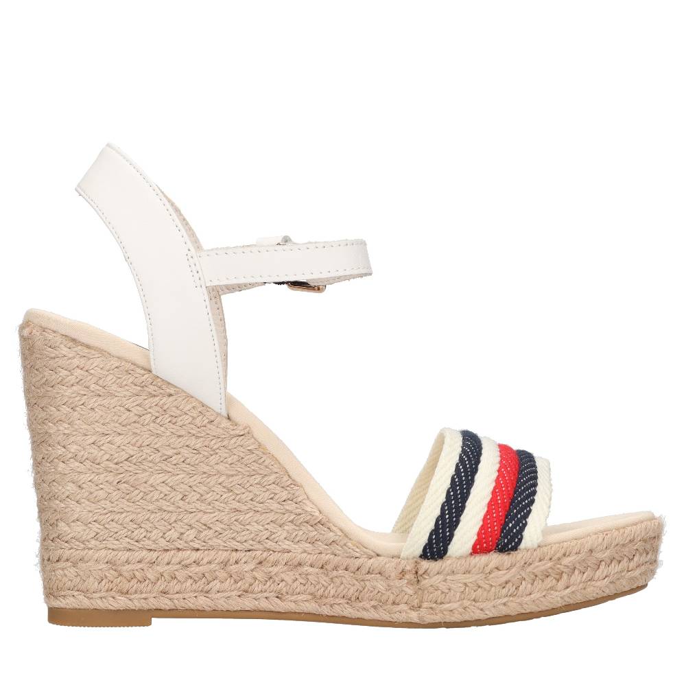 TOMMY HILFIGER Sandali Con Zeppa In Pelle E Tessuto
